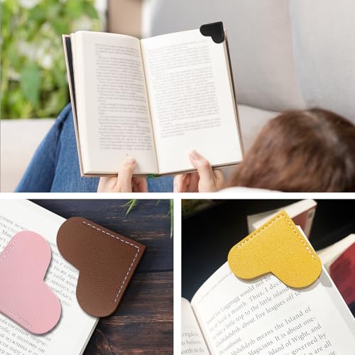 32Pcs Leather Heart Bookmarks for Women,Corner Book Marks for Book Lovers - style: 32Pcs
