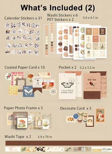 YagCu 348 Pcs Scrapbooking Kit, Vintage Junk Journal Supplies for Adult, Large Collection Journal and Scrapbook Set, Bullet Journals Materials, Journaling Arts Craft Beginner - color: Vintage
