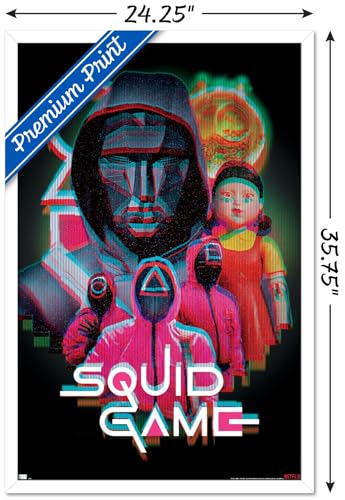 Trends International Netflix Squid Game: Season 2 - Group Glitch Wall Poster, 34L x 22.4W, White Framed Version - color: White Framed Version, size: 34"L x 22.4"W