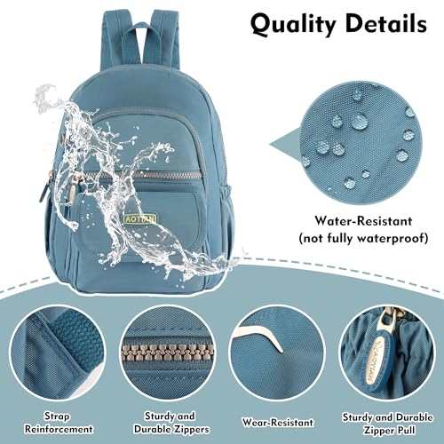 AOTIAN Mini Backpack for Women, Lightweight Sturdy Nylon Small Daypack - color: Mini Light Blue