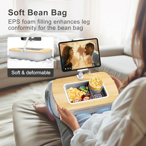 ERGONOV Tablet Pillow Stand with Snack Bowl,iPad Holder for Bed -Birch Gray - color: Birch Gray