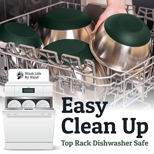 Priority Chef Premium Mixing Bowls With Airtight Lids Set, Thicker Stainless Steel Mixing Bowl Set, Large Prep Metal Bowls with Lids, Nesting Bowls for Kitchen, 1.5/2/3/4/5 Qrt, Green - color: Green