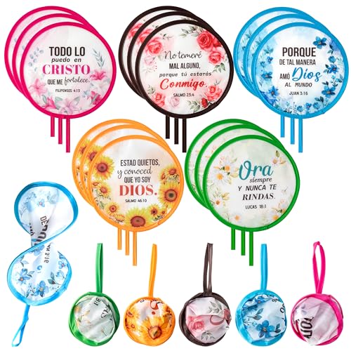 R HORSE 50Pcs Spanish Christian Fans Bulk Flower Folding Handheld Fan Gifts - color: Spanish Flower