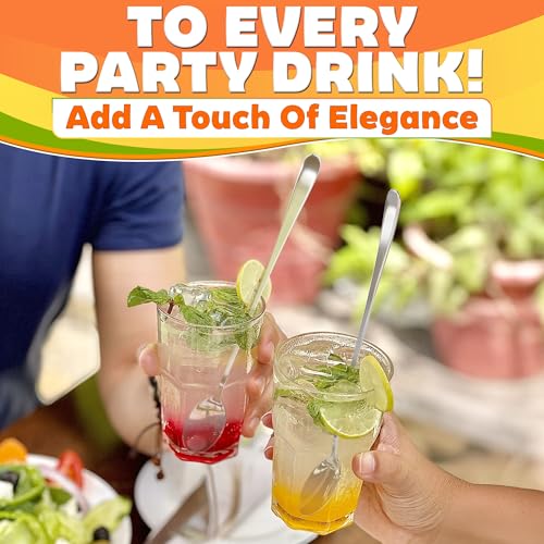 Iced Tea Spoons Long Handle, Set of 8, 9 In, Stainless Steel, Classic Style - color: 8 Pcs Silver Long Handle Spoons Set