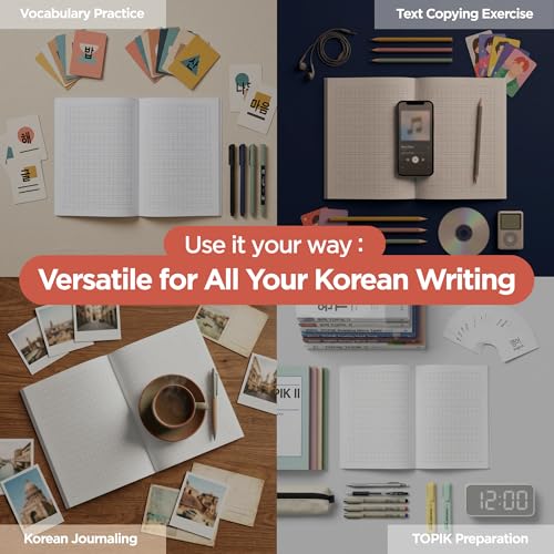 Korean Writing Practice Notebook (Wongoji): 6-Page Guide Included—Authentic Korean Manuscript Paper for Hangeul Practice & TOPIK Study (A4, 64 Pages)