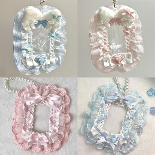 Photo Case Bows Design Photo Card Case Lace Storage Bag Bus Card Case Bows Protector Lace Photo Cover, A - color: A