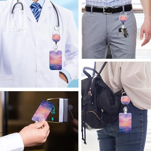 2 Pack Modern Art ID Badge Holder with Clip Badge Reels - color: 2 Pack-modern Art 2