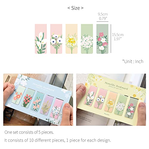 Monolike Magnetic Bookmarks Flower for You ver.1 + ver.2, 10 Pieces - color: Flower for You Ver.1 + Ver.2