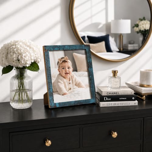 Handicrafts Home Handmade Turq Wood Picture Frame Vintage Home Decor, 8x10 - color: DRIFTWOOD-SKYE, size: 8X10