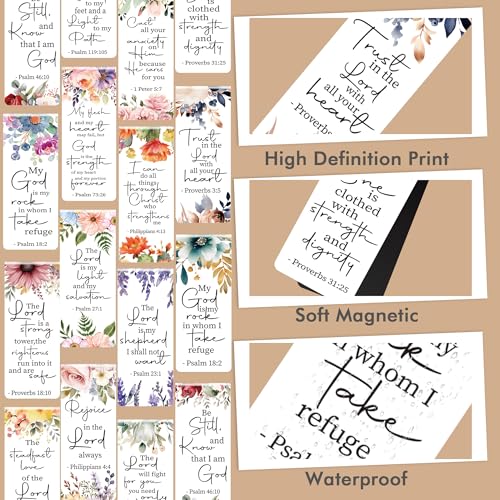 Bible Verse Floral Magnetic Bookmarks: 30 Pcs Christian Scripture Book Mark Clips, Inspirational Religious Gifts for Women, Faith-Based Reading Accessories for Bible Study School Office Supplies - style: Bible Floral