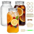 64oz Glass Mason Jars Wide Mouth 3-Pack with Airtight & Leakproof Lids - color: Clear01-64oz