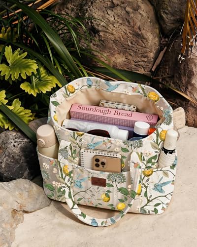 Miss Adola Large Aesthetic Corduroy Tote Bag for Women - color: Lemonbird, size: Large