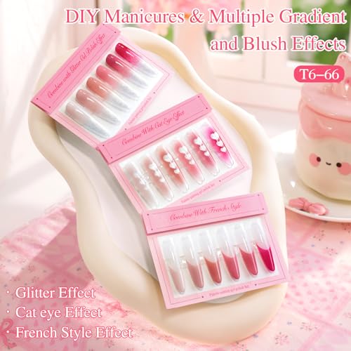 Double Rhythm Painting Gel Polish Set for Nail Art Palette Patting Gel Polish 6 Colors with 100 Pcs Sponges and Grabbing Pen (Neutral Nude Rose-T6-66) - color: Neutral Nude Rose