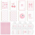 CNhoqc Pink Bow Journal Notebooks, 8 Sets A5 Ballpoint Pens Organza Bags - color: 8-Set Pink Bow
