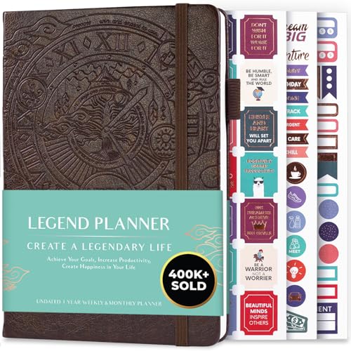 Legend Planner Undated, Weekly & Daily Goal Journal, A5 Dark Brown - color: Dark Brown (Undated), size: A5 (5.5'' x 8.3'')