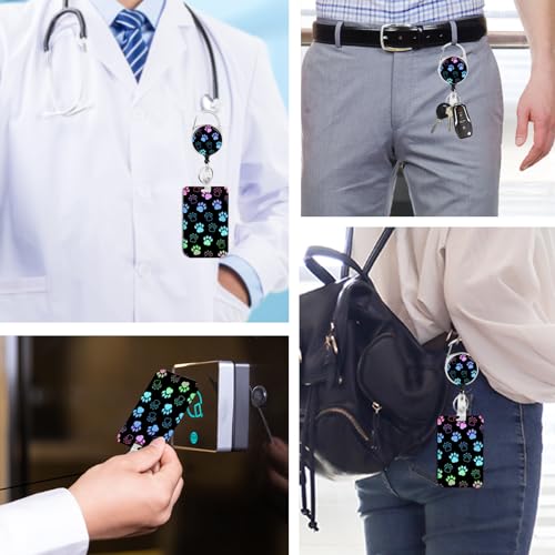 2 Pack Dog Paw ID Badge Holder with Clip Badge Reels - color: 2 Pack-dog Paw