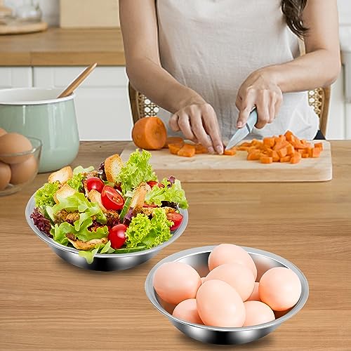 10Pcs Small Stainless Steel Bowls, 6 1/2" Wide Kitchen Metal Bowl with Flat Base, 3/4" Quart Prep Bowls for Meal Prep Cooking Serving Baking - size: 6.3" Width