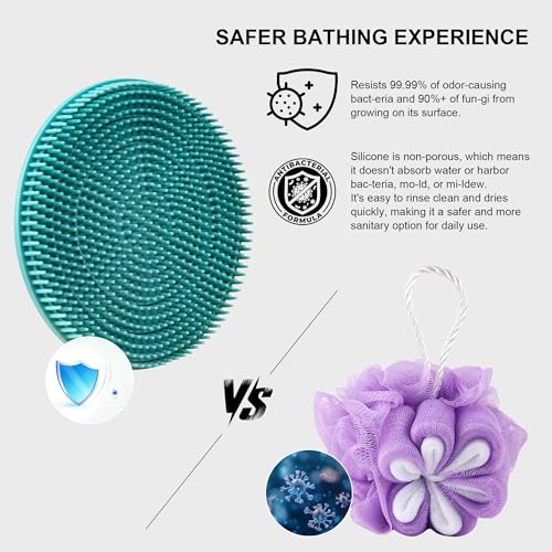 INNERNEED Silicone Body Scrubber Gentle Exfoliating Brush, Black+Blue+Green - color: (Set3) Black+dark Blue+dark Green