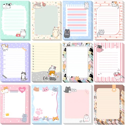 Chiisong 12 Pcs Cats Sticky Notes Cute Cat Gift - style: Cat Style