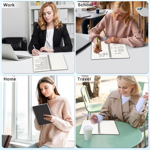 Lined Spiral Notebook for Women, A5 College Ruled Leather Spiral Journals - color: Black, size: A5
