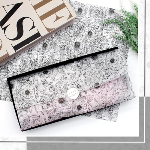 Benvo Floral Tissue Paper 20x29 Inch - 20 Sheets Decoupage Craft Paper for Gift Wrapping, Flower DIY Art Projects, Spring Wedding, Birthday & Baby Shower Decorations(Style O) - color: Black and White Flower Print