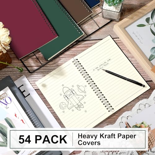 Yahenda Spiral Notebook College Ruled Journals Notebooks Lined 8.3 x 5.5 Inch Note Books Bulk A5 Writing Notebooks Thick Paper Notebook for Office Business School Supplies (Classic Colors,54 Pcs) - color: Classic Colors