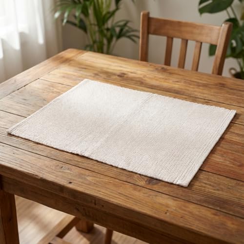 Urban Villa Two Tone Placemat Cotton Tablemat 14x20 (Set of 6) Beige - color: Beige, size: 14" x 20"
