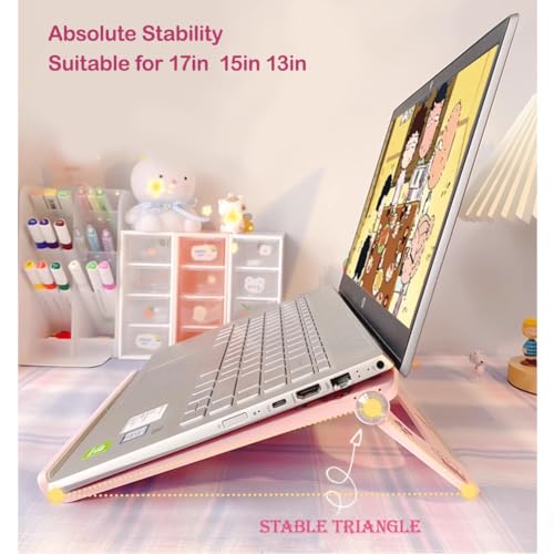 Laptop Stand for Desk Stable Foldable Adjustable Multi-Angle Desktop Holder - color: pink