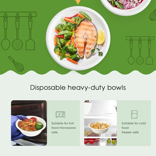 ECOLipak 1000 Pack 12 oz Paper Bowls Disposable, Compostable Bowls, White - color: 1000Pack-White