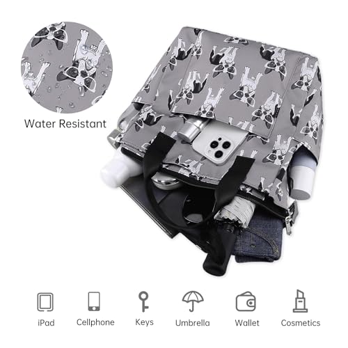 Crossbody Shoulder Bag for Women - Water Resistant Casual Handbag Purse with Multiple Pockets, Adjustable Strap - color: Gray Dog