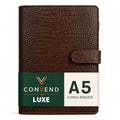 Convend A5/A6 Refillable 6 Ring Faux Leather Binder Cover, Brown Croc - color: Crocodile-brown, size: Luxe-A5