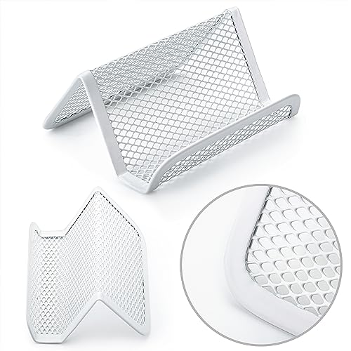 Mr. Pen- Metal Mesh Business Card Holders, 3 Pack, White - color: White