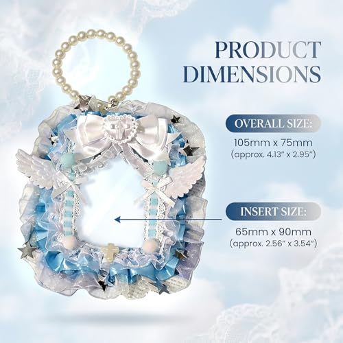 Lace Photocard Holder with Wing Bows, Cute ID Badge Holder for Idol Card