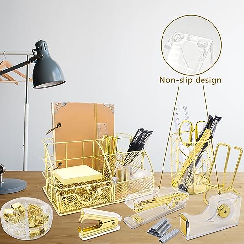 Gold Office Desk Organizers, 13PCS Office Supplies and Accessories - color: Gold