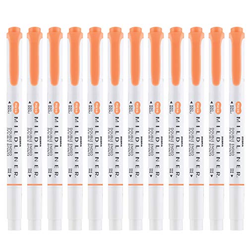 Zebra Pen MILDLINER No Bleed Highlighter, Apricot Color, Dual Tip, 12-Pack - color: Apricot