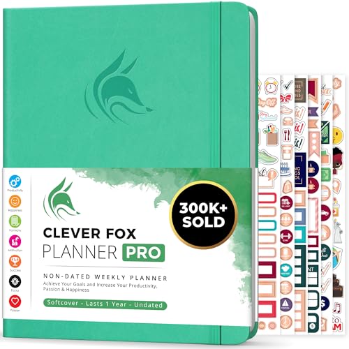 Clever Fox Planner PRO, Undated Weekly Planner, 8.5x11 Emerald - color: Emerald (Undated), size: A4 (8.5" x 11") Standard Version