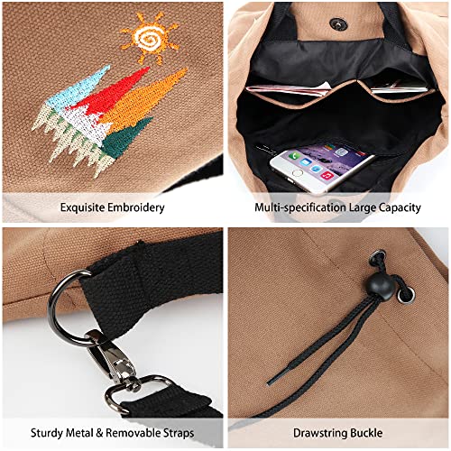 Togood Canvas Crossbody Bag for Women Tote Handbag Slouchy Shoulder Bag - color: Brown
