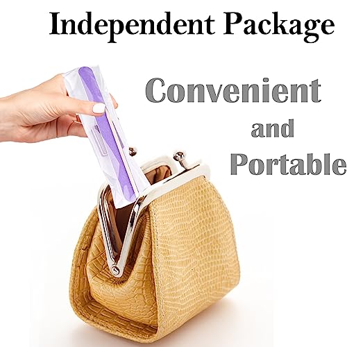 50 Set Disposable Manicure Kit, Including 50pcs Mini Nail Buffer, Nail File, Wood Stick, OPP Bag, Press on Nail Tool Kit for Salon Home (Purple)