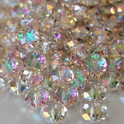 220Pcs 10mm Crystal Glass Beads for Jewelry Making Beads for Bracelets Necklace Pendants Making Supplies(Silver Champagner) - color: Silver champagne, size: 10mm 220pcs