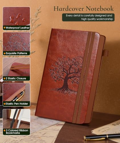 Small Journal Notebook 3.7"x6.8", 300 Page Lined Paper Pocket Size Notebook - color: Brown, size: A6 (3.7in x 6.8in)