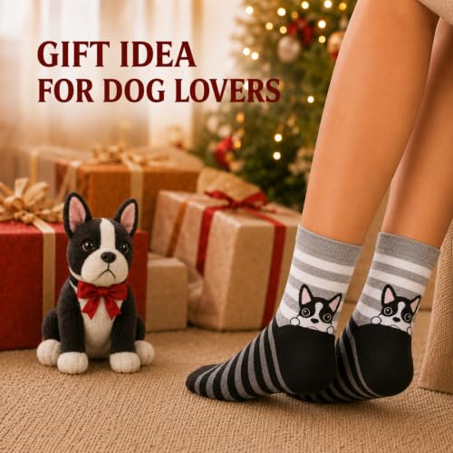 KONY Women's Animal Socks, Cotton Crew Fun Novelty Gifts, 5 Pairs - color: Dogs Pattern - 5 Pairs