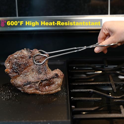 Hiash 9 Inch Heavy Duty Stainless Steel Kitchen Tongs For Cooking - size: 9 Inch