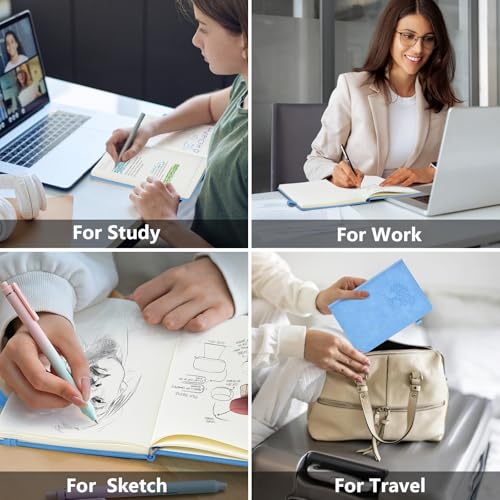 Lined Notebook 5.9"x8.5", Hardcover Leather Journal for Women Men,160 Pages - color: Blue, size: Lined Page