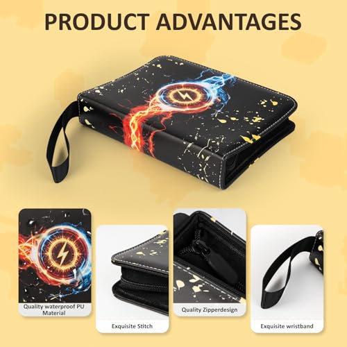 Trading Card Binder Album, 400 Pockets, 50 Removable 4-Pocket Pages, Waterproof (Black Blue& Red) - color: Black Blue& Red
