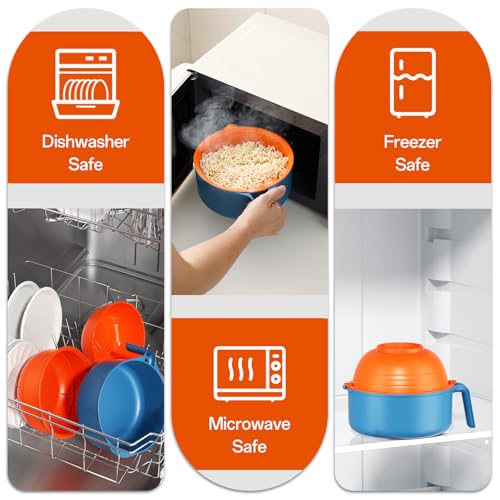 MEACOLIA Jumbo 50 oz Microwave Ramen Cooker Bowl - color: Orange, size: 50 oz Ramen Bowl (Bowl Only)
