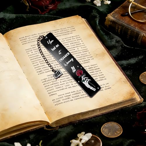 2Pcs Dark Romance Bookmark Funny Gifts for Women Men Book Lover Cute Metal Book Mark Stainless Steel Bookmark Skull Rose Reading Lover Accessories Unique Friend Coworker Valentines Day Gifts - style: Al-dark romance