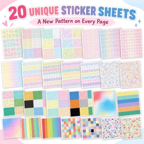 2 Pack Aesthetic Sticker Book with 5000+ Cute Stickers - 20 Sheets Scrapbook Stickers for Journaling & Scrapbooking, Junk Journal Supplies with Floral, Borders & Shapes, Decorative Stickers - color: 2 Pack Aesthetic