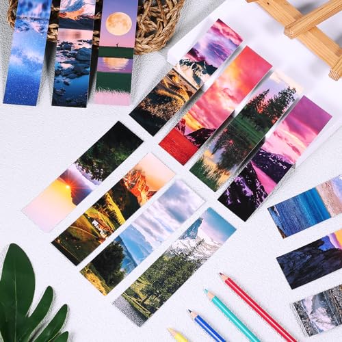 300PCS Landscape Bookmarks for Kids Classroom: 60 Designs, Cool Landscape Bookmarks, Cute Book Mark, Double Sided, for Book Lovers, Students, Children, Rewards, Gifts - color: 300 Landscape