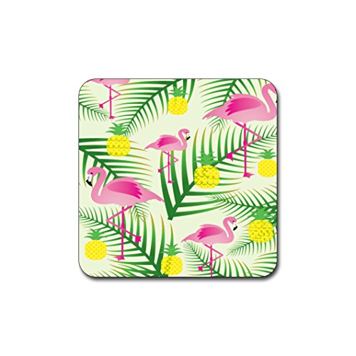 Beautiful Flamingos Pattern Square Coaster Set of 4 - color: Beautiful Flamingos Beautiful Flamingos Pattern Square