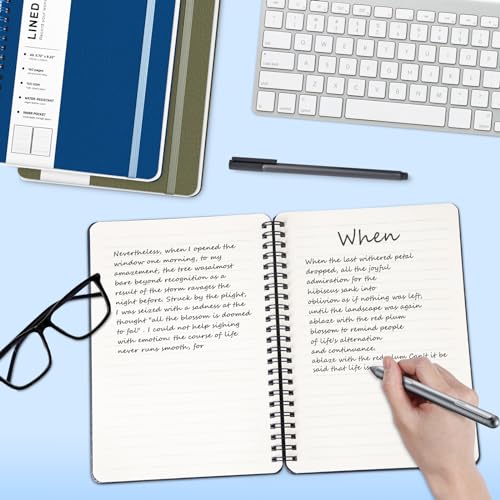 Lined Spiral Journal Notebook, A5 Hardcover Leather Notebook for Work, 5.7''×8.2'', 100GSM Thick Paper Spiral Bound Journaling Notebooks for Women & Men Office School Note Taking Business, Blue - color: Blue, size: A5